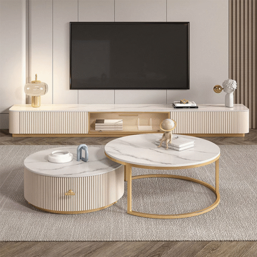 Elowen Coffee Table Set, Glass & Sintered Stone - Image 4
