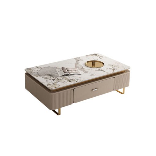 Carl Living Room Set, Carl Rectangle Coffee Table, Gold Legs - Image 5