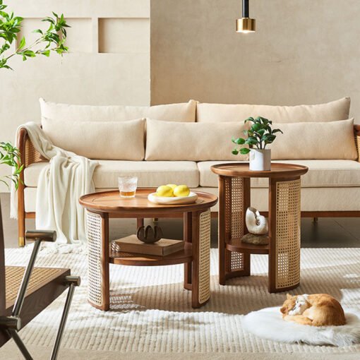 Austin Rattan Coffee Table Set, Wood - Image 3