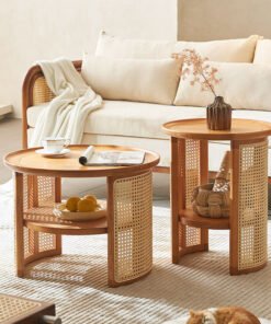 Austin Rattan Coffee Table Set, Wood