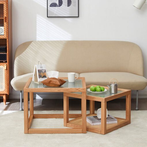Iggy Nesting Wooden Coffee Table Set, Glass & Solid Wood - Image 4