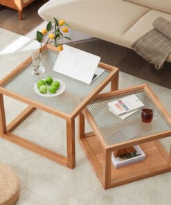 Iggy Nesting Wooden Coffee Table Set, Glass & Solid Wood