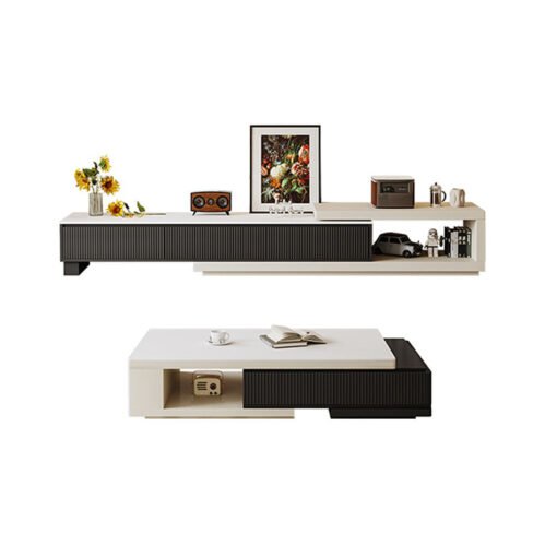 Bonnie Coffee Table, Black & White, Extendable - Image 5