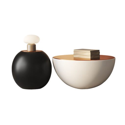 Cleo Coffee Table Set, Black & White, Glass Top - Image 3