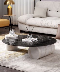 Yetta Art Deco Coffee Table, Black Glass