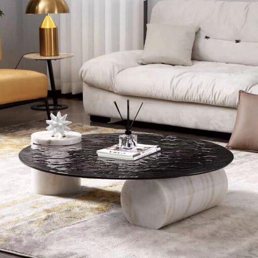 Yetta Art Deco Coffee Table, Black Glass - Image 3