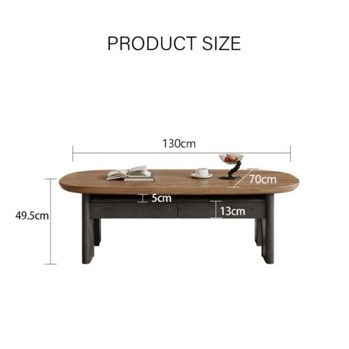 Knight Coffee Table With Storage, Wood, Oval - Image 9