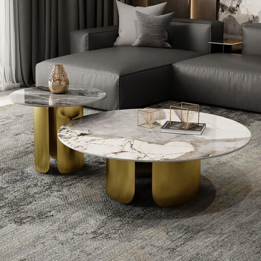 Aurora Gold Nesting Coffee Table Set, Sintered Stone - Image 3