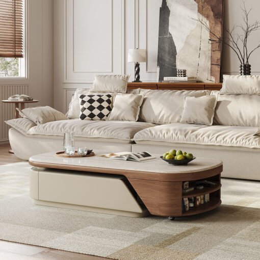 Zubair Oval Extendable Coffee Table With Storage