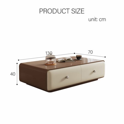 Chavarria Rectangle Coffee Table With Storage, Cream & Walnut - Image 6