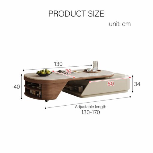 Zubair Oval Extendable Coffee Table With Storage - Image 9