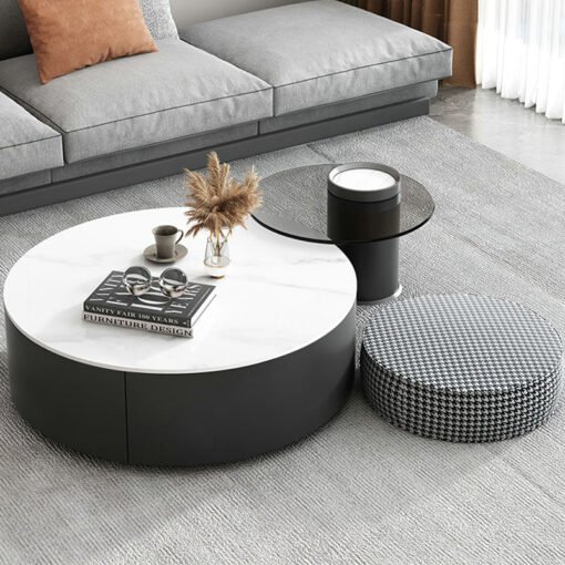 Lionel Round Nesting Coffee Table Set - Image 4