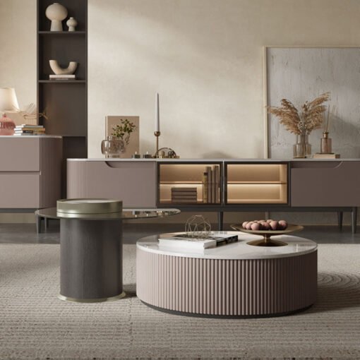 Avery Nesting Coffee Table Set, Round, with Storage, Glass - Image 5