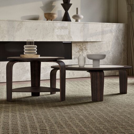 Chloe Round Nesting Coffee Table Set, Walnut - Image 2