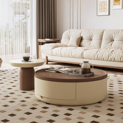 D'Angelo Round Coffee Table Set With Storage - Image 2