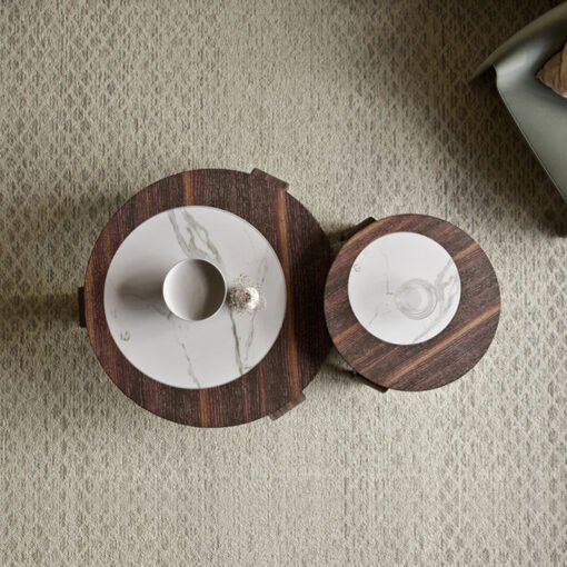 Chloe Round Nesting Coffee Table Set, Walnut - Image 3