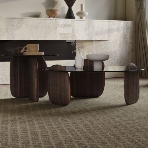 Modern Coffee Table set for Living Room, Dark Walnut Color - Image 2