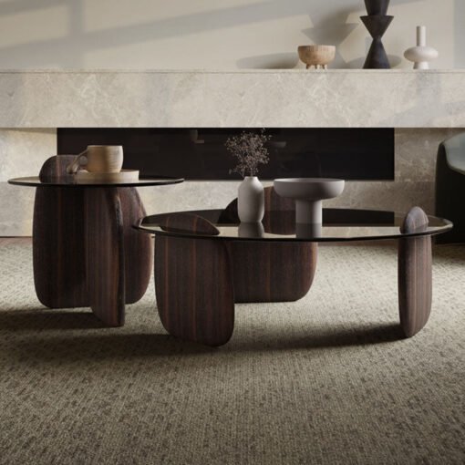 Modern Coffee Table set for Living Room, Dark Walnut Color - Image 4