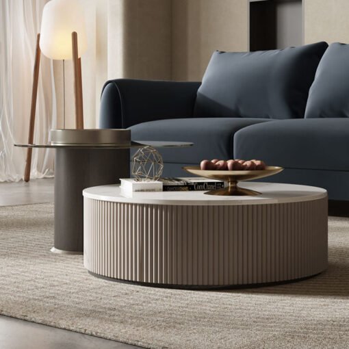 Avery Nesting Coffee Table Set, Round, with Storage, Glass - Image 2