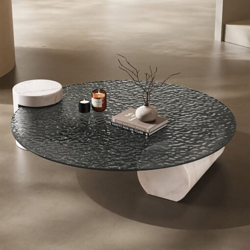 Yetta Art Deco Coffee Table, Black Glass - Image 4