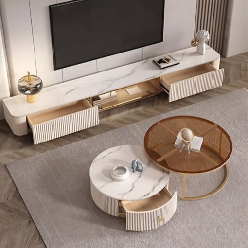 Elowen Coffee Table Set, Glass & Sintered Stone