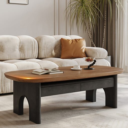Knight Coffee Table With Storage, Wood, Oval - Image 5