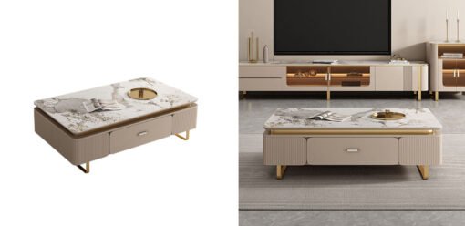 Carl Living Room Set, Carl Rectangle Coffee Table, Gold Legs - Image 6