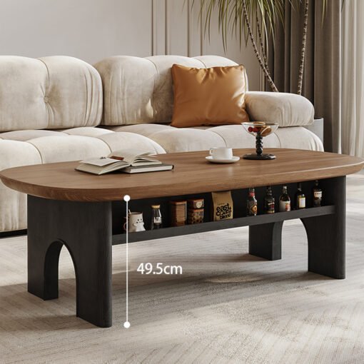 Knight Coffee Table With Storage, Wood, Oval - Image 2