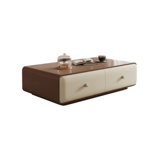 Chavarria Rectangle Coffee Table With Storage, Cream & Walnut - Image 5