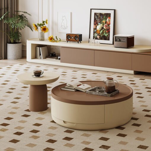 D'Angelo Round Coffee Table Set With Storage - Image 4
