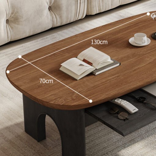 Knight Coffee Table With Storage, Wood, Oval - Image 7