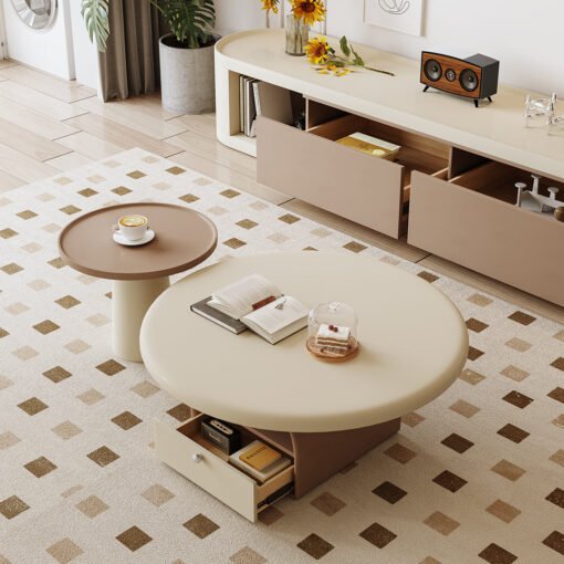 Dinh Nesting Round Coffee Table Set With Storage - Image 5