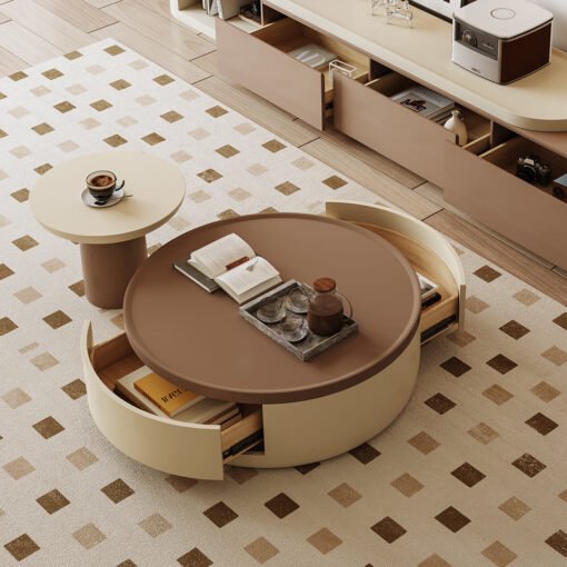 D'Angelo Round Coffee Table Set With Storage - Image 5