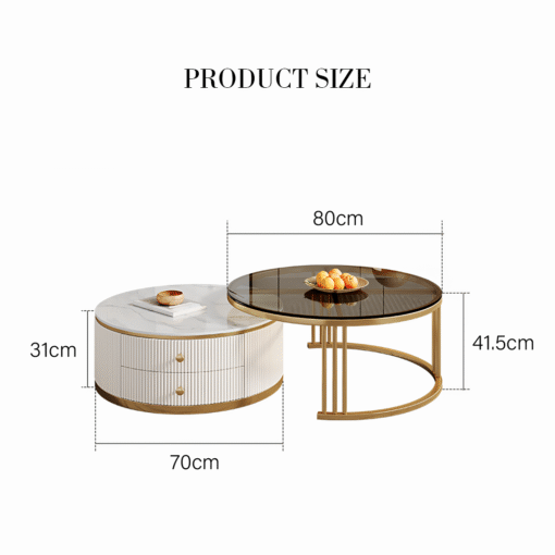 Berlinda Nesting Coffee Table Set, White & Gold - Image 8