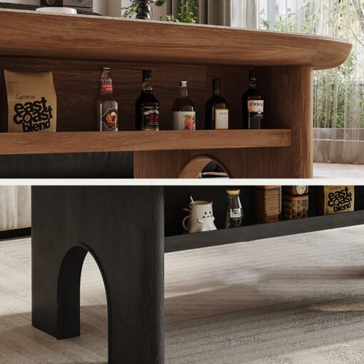 Knight Coffee Table With Storage, Wood, Oval - Image 4