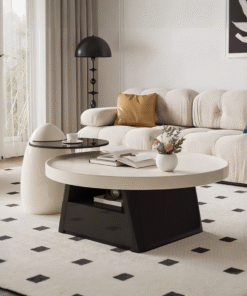 Bess Coffee Table, White & Black