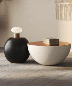 Cleo Coffee Table Set, Black & White, Glass Top