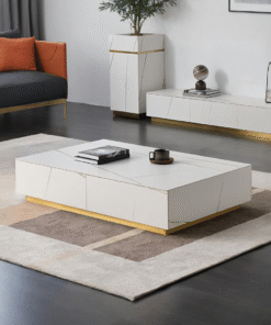 Demelza Coffee Table, Gold Base, Sintered Stone