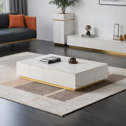 Demelza Coffee Table, Gold Base, Sintered Stone