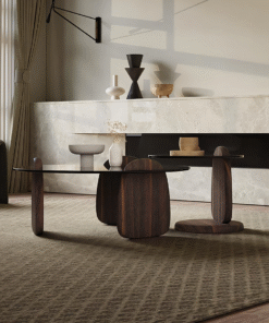 Modern Coffee Table set for Living Room, Dark Walnut Color