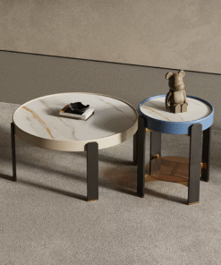 Moira Coffee Table, Sintered Stone & Rubber Wood