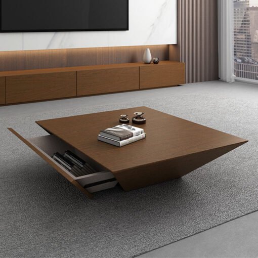 Saffron Coffee Table With Drawer, Walnut - Image 4